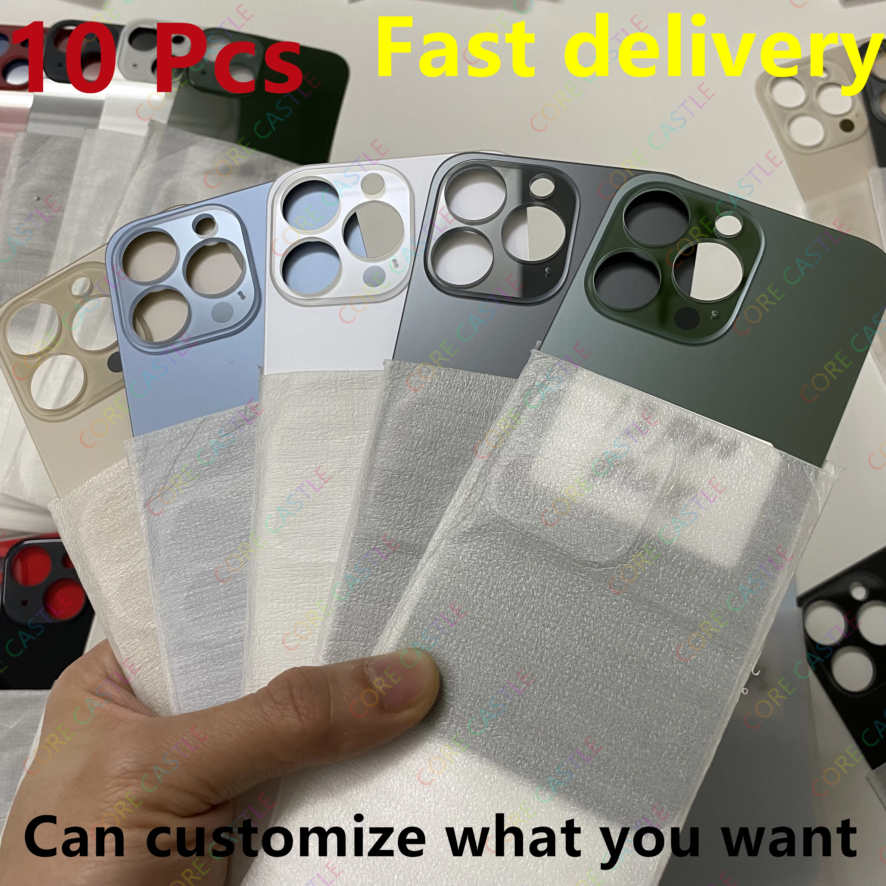 

10Pcs For iPhone 13 Pro Max Back Glass Panel Battery Cover Replacement Parts High quality Big Hole Camera Rear Door Housing Case