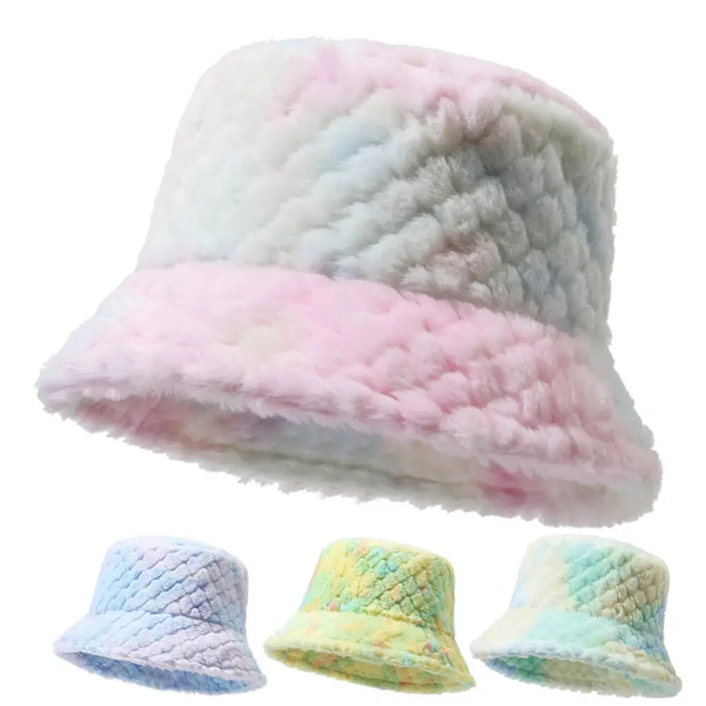 

Unisex Winter Bucket Hat Faux Fur Warm Solid Color Fisherman Cap Fashion Women Soft Furry Panama Hats Casual Outdoor Sun Caps