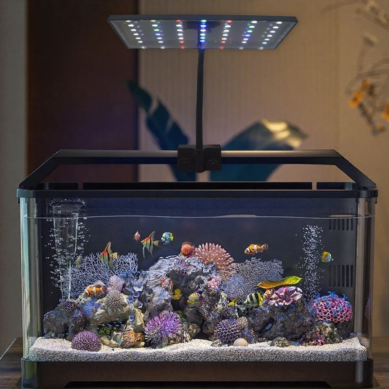 Enhanced Full Spectrum Adjustable LED Aquarium Light with 360° Rotation and Timer Control
