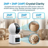 Caméra de surveillance WiFi ARCCTV 4MP à double objectif, HD, conversation bidirectionnelle, vision nocturne IR, caméra de sécurité sans fil 360° °   Suivi automatique 3