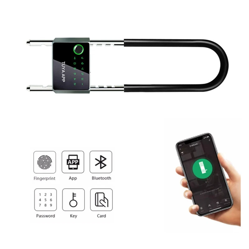 Waterproof Control Bicycle U Shape Lock Smart Bike Lock With TUYA APP Passcode Fingerprint Safe Electronic