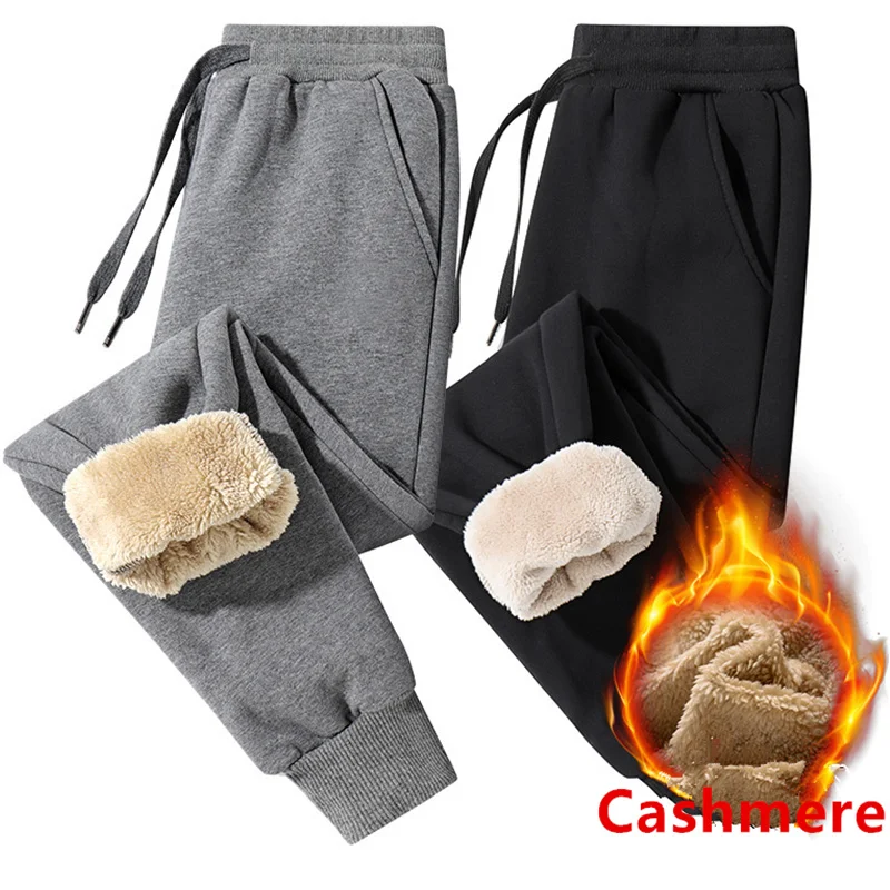 

Cashmere Sweatpants Winter Warm Lamb Wool Trousers for Male Lined Fleece Pants Mens Autumn and Casual Joggers Pant winter