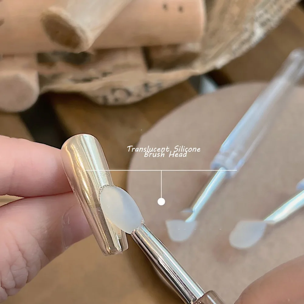 Nail Art Silicone Brush Reusable Chrome Glitter Applying Manicure Tool New Easy-Daub Pigment Silicone Applicator Sticks 404Nails 2