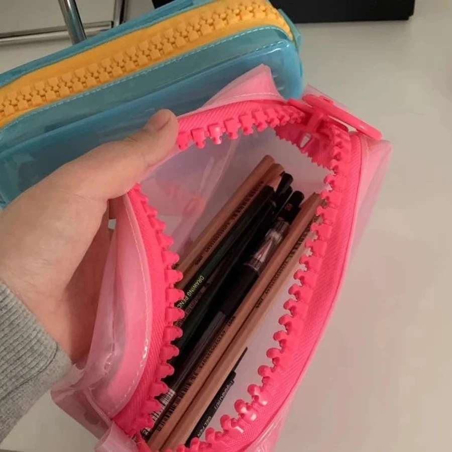 대용량 지퍼 투명 연필 케이스 문구 상자 고급스러운 외관 대용량 연필 가방 투명 문구 홀더