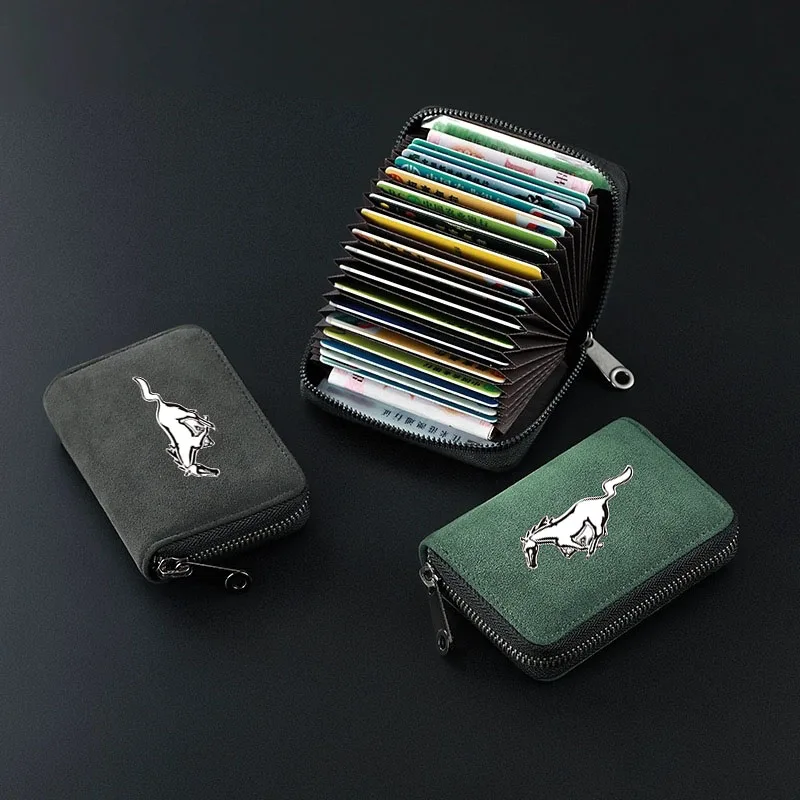 

Car Driver License Suede Leather Bag Auto Driving Documents Wallet For Ford Mustang SHELBY GT 500 350 Convertible V Mach e Car