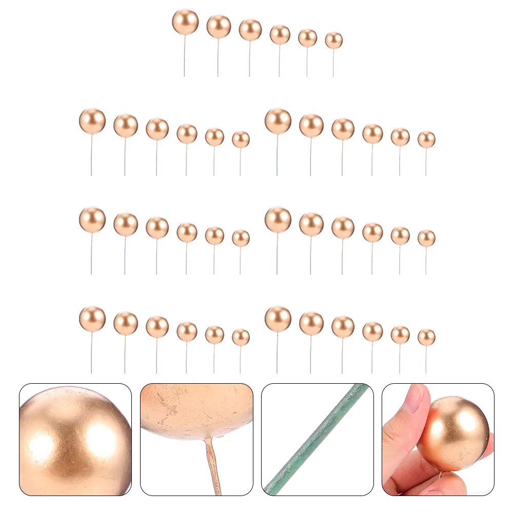 

42 Pcs Cake Foam Balls Gold Decor Dessert Toppers Foams Inserts Pearl Cupcake Baby