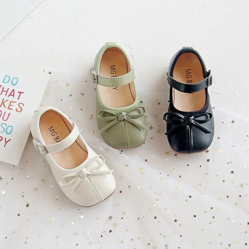 Kids Shoes Spring For Baby Girls Bow Princess Shoes Children Fashion Party Korean Style Cute Green Toddler Flats Single Shoes 3