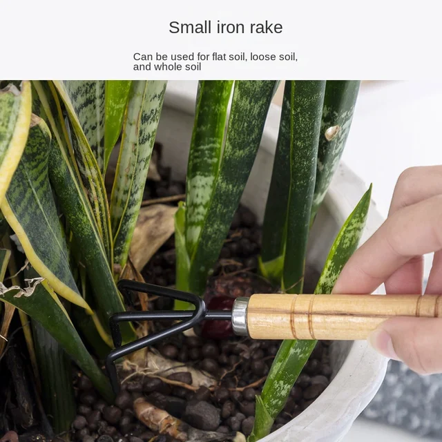 Kerti Készlet Gereblye Hegyi Lapáttal Nagy Kertészeti Szerszámok 3 Darabos Mini Zamatos Növény Meglazító Virág - Image 2