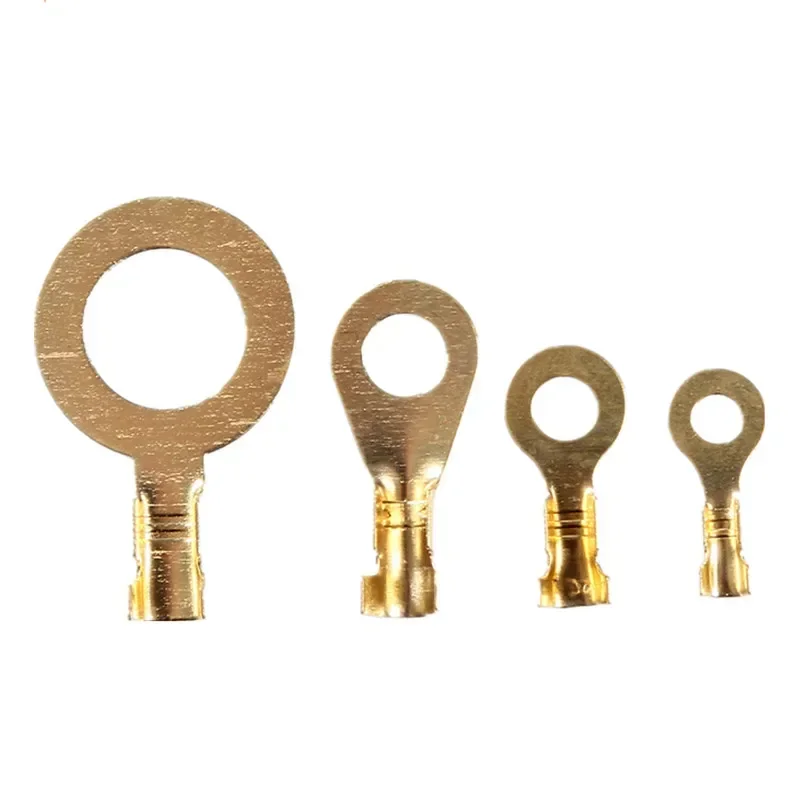 Copper Wire Lugs 100PCS M3/M4/M5/M6/M8/M10 Ring Lugs Ring Eyes Crimp Terminals Cable Lug Non-insulated Diy Assortment Kit