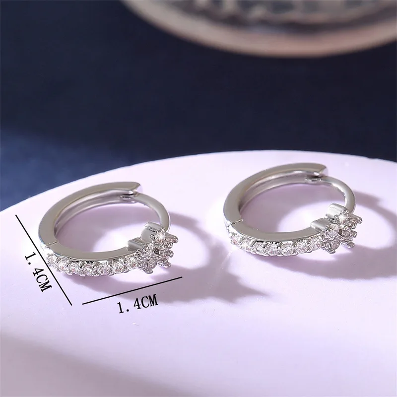 Fashion Stainless Steel Zircon Star Hoops Earrings For