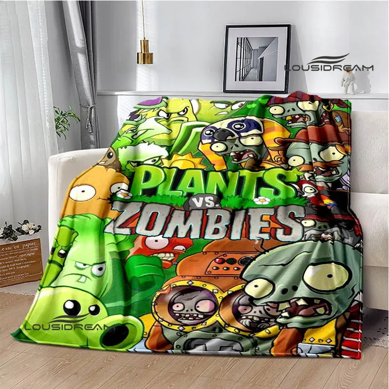 

Plants-vs-Zombies Cartoon printed blanket Flange warm blanket bed linings Home travel blanket Picnic blanket birthday gift