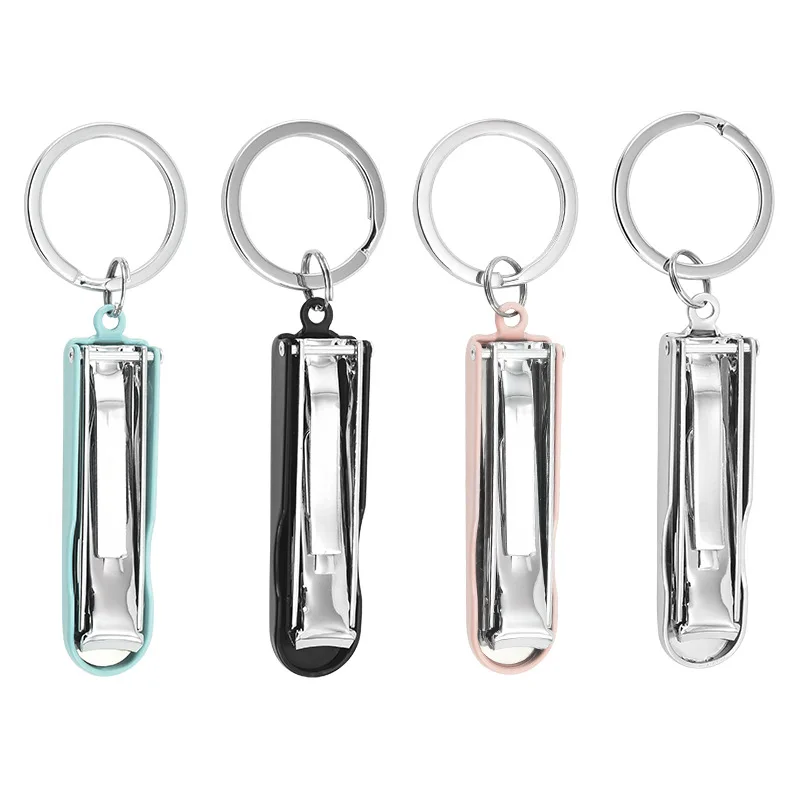 Ultra-thin Portable Folding Nail Clipper Compact Nail File Cutter Collapsible Fingernail Trimmer Clippers with Key Ring