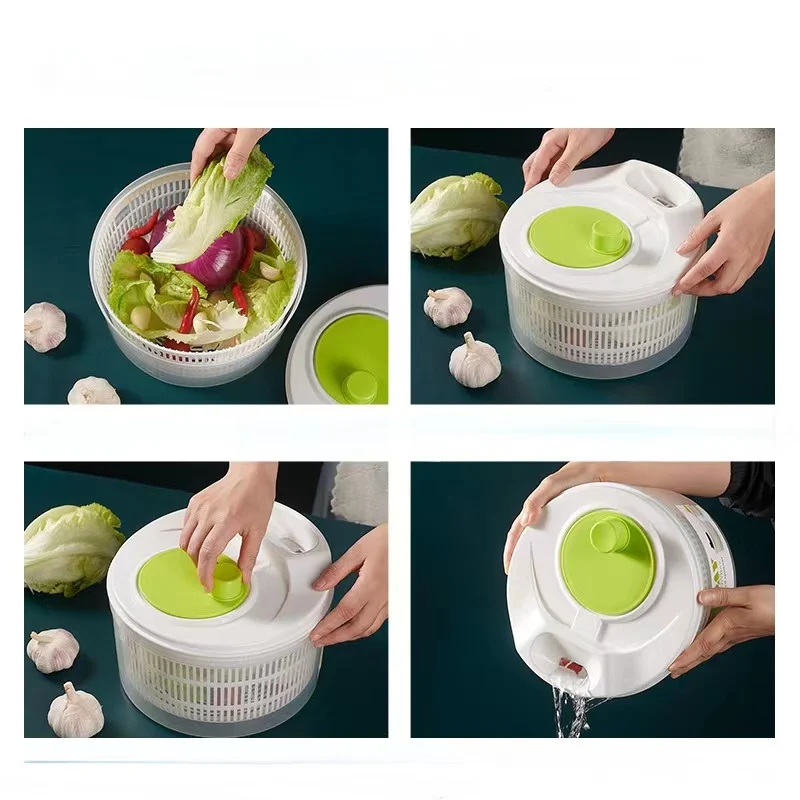 

Manual Vegetable Drier Salad Spinner Lettuce Greens Washer Crisper Strainer for Washing Drying Leafy Vegetables Kitchen Tools