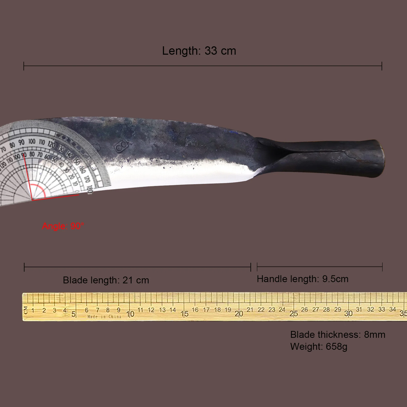 Description Picture 3 of itemJapanese hand forged sharp straight knife, outdoor logging knife, jungle chopping knife, tool knife, home bone chopping knife