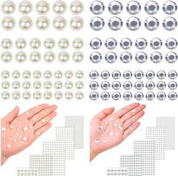 991pcs Mixed Size Self Adhesive White Imitation Pearl Rhinestones Stickers Face Nail Arts Decor 3D Diamond Children DIY Toys