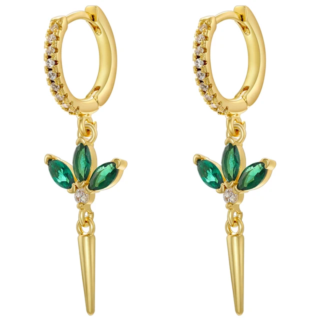 ZHUKOU gold color Flower drop earrings Korean temperament Long dangle Earrings for women small hoop earrings wholesale VE891 5