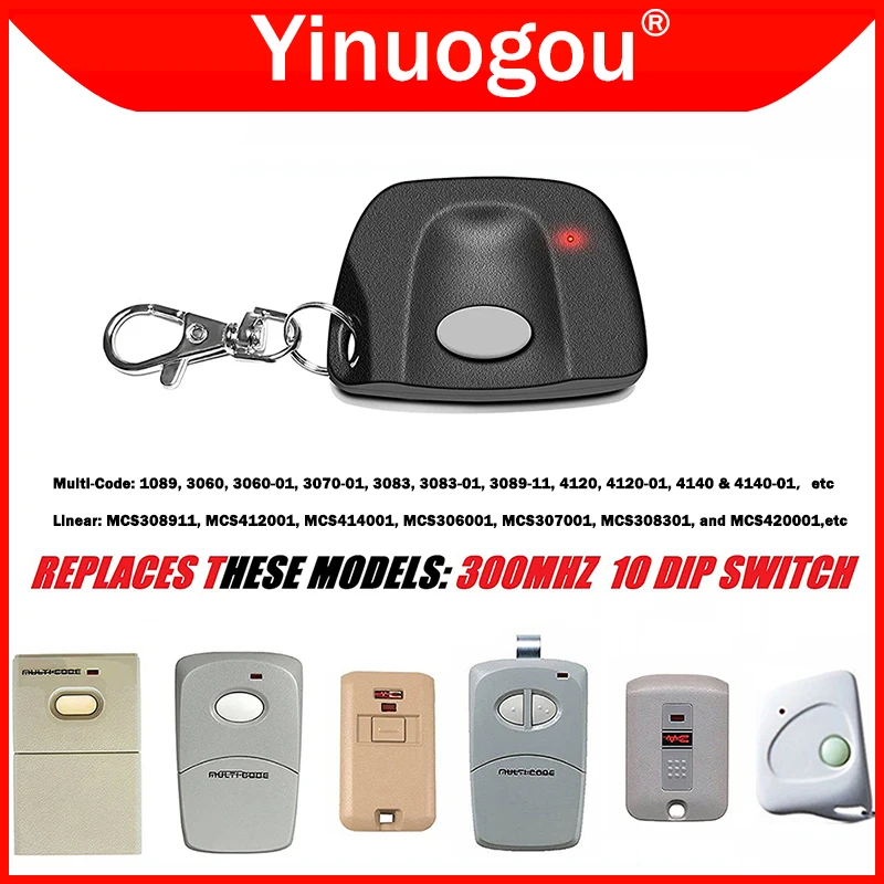 

Linear Multi Code 10 Dip Switch 300MHz Remote Control Garage Door Opener 3060 3083 3089 1089 3070 4120 4140 MCS308911 MCS308301