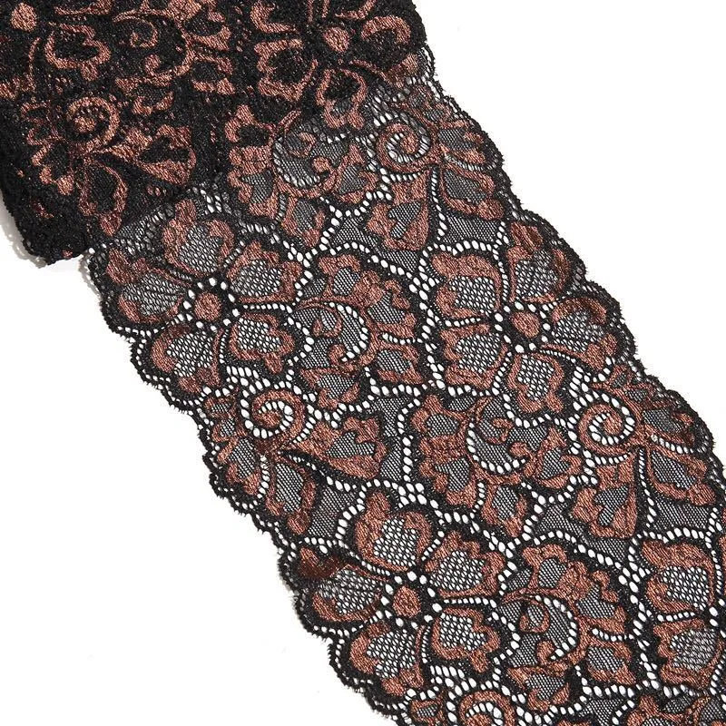 3y/lot Width 18cm 2-Tone 10 Colors Green Red Elastic Stretch Lace Trim 4