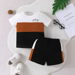 Infant Clothing Set For Kid Boy 6-36 Months KING Stripe Short Sleeve tshirt and Shorts Summer Outfit Ootd For Newborn Baby