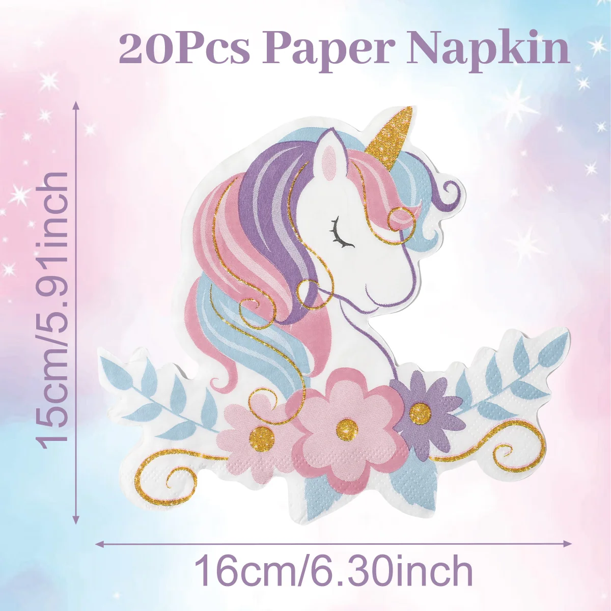 Rainbow Unicorn Birthday Party Supplies - Disposable Tableware and Decorations