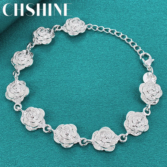 925 Sterling Silver Roses Charm Bracelet Chain  925 Sterling Silver  Jewelry - 925 - Aliexpress