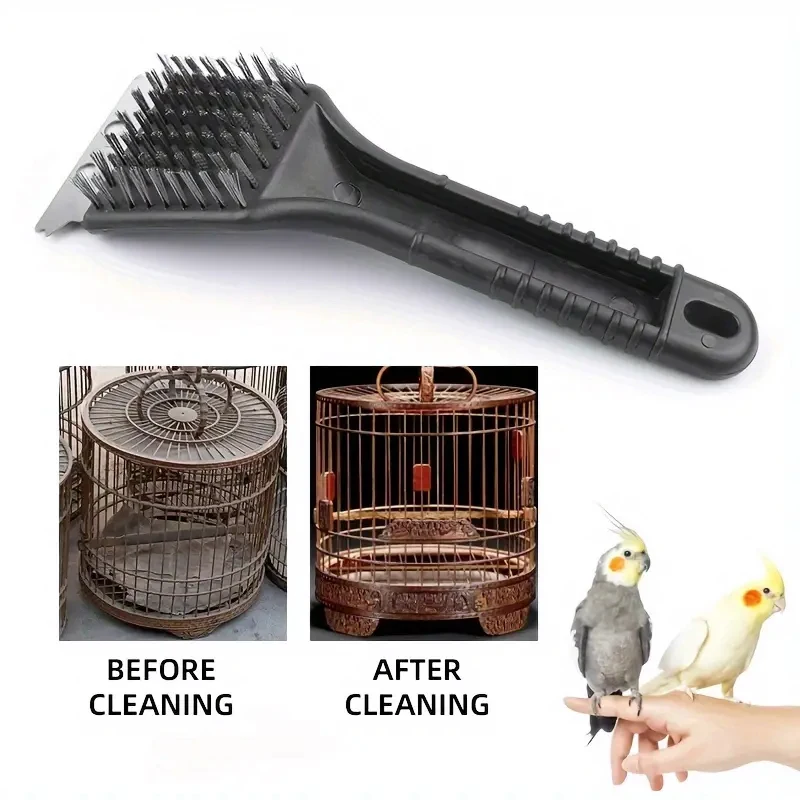 Bird Feeder Cleaner Brush Bird Cage Cleaner Stainless Steel Multifunctional Ergonomics Handle Durable Bird Droppings Cleaning 2