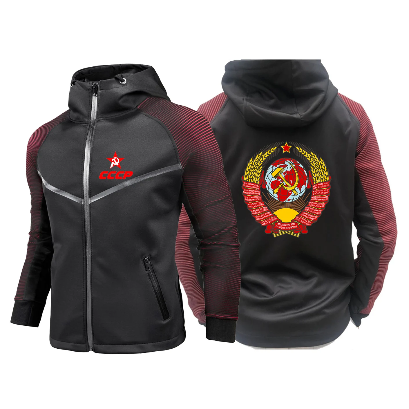 USSR Soviet Union 2023 Men CCCP Russian Racing Suit Jacket Gradient Waterproof Harajuku Style Comfortable Motorbike Clothing Top