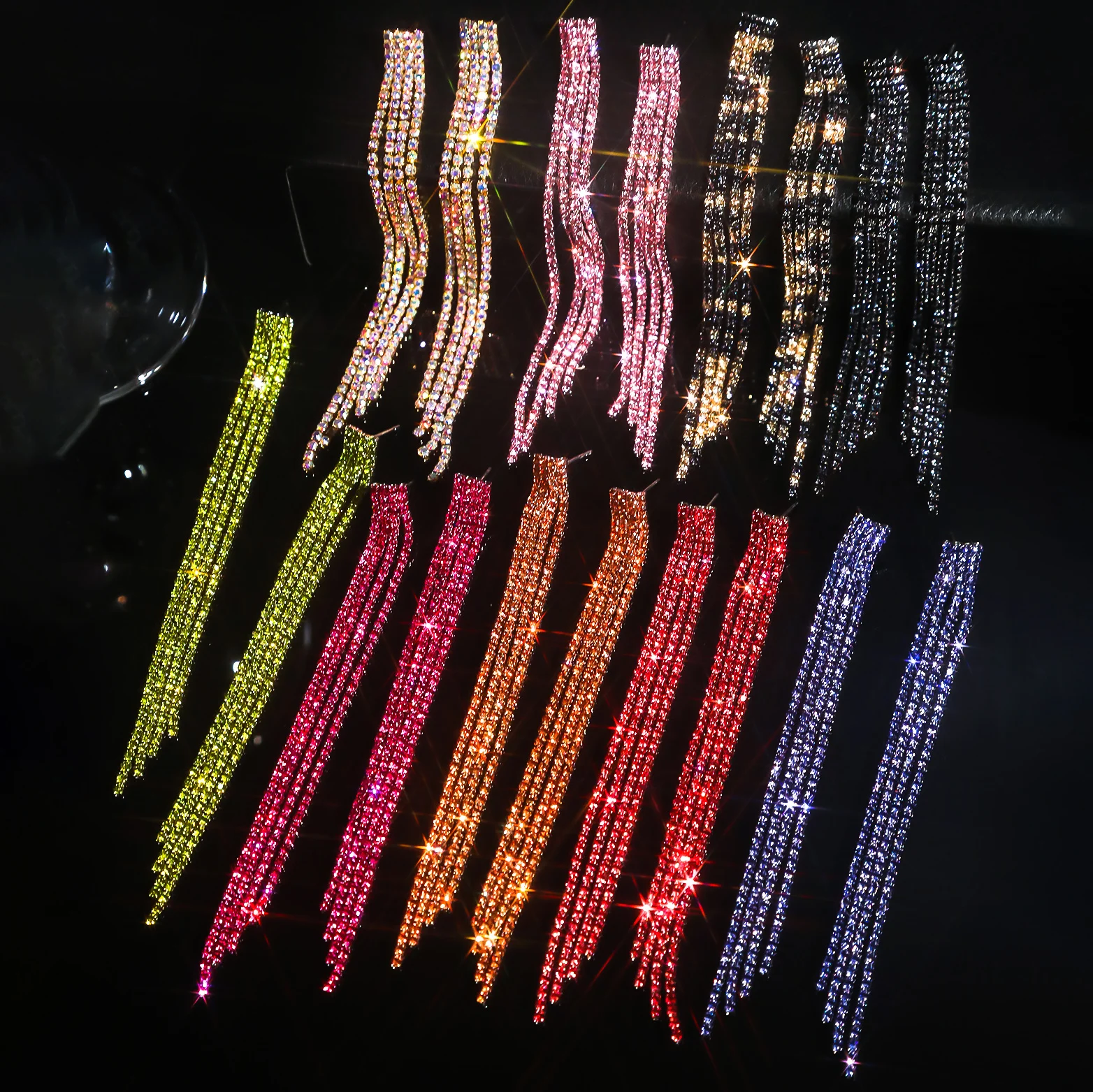 Luxury Custom Color Rhinestone Crystal Long Tassel Earrings for Women Bridal Drop Dangling Earrings Party Wedding Jewelry Gifts images - 6