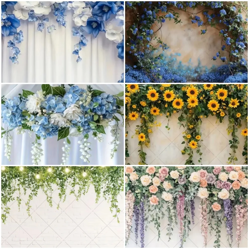 Floral Flower Wall Photo shoot Backdrop Bridal Engagement Ceremony Party Decoration Photography Background Photo Banner Prop