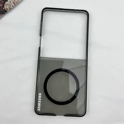 Luxury Transparent Ice Mist Phone Case with Magnetic Protection Cover - Galaxy Z Flip 8 (Black)