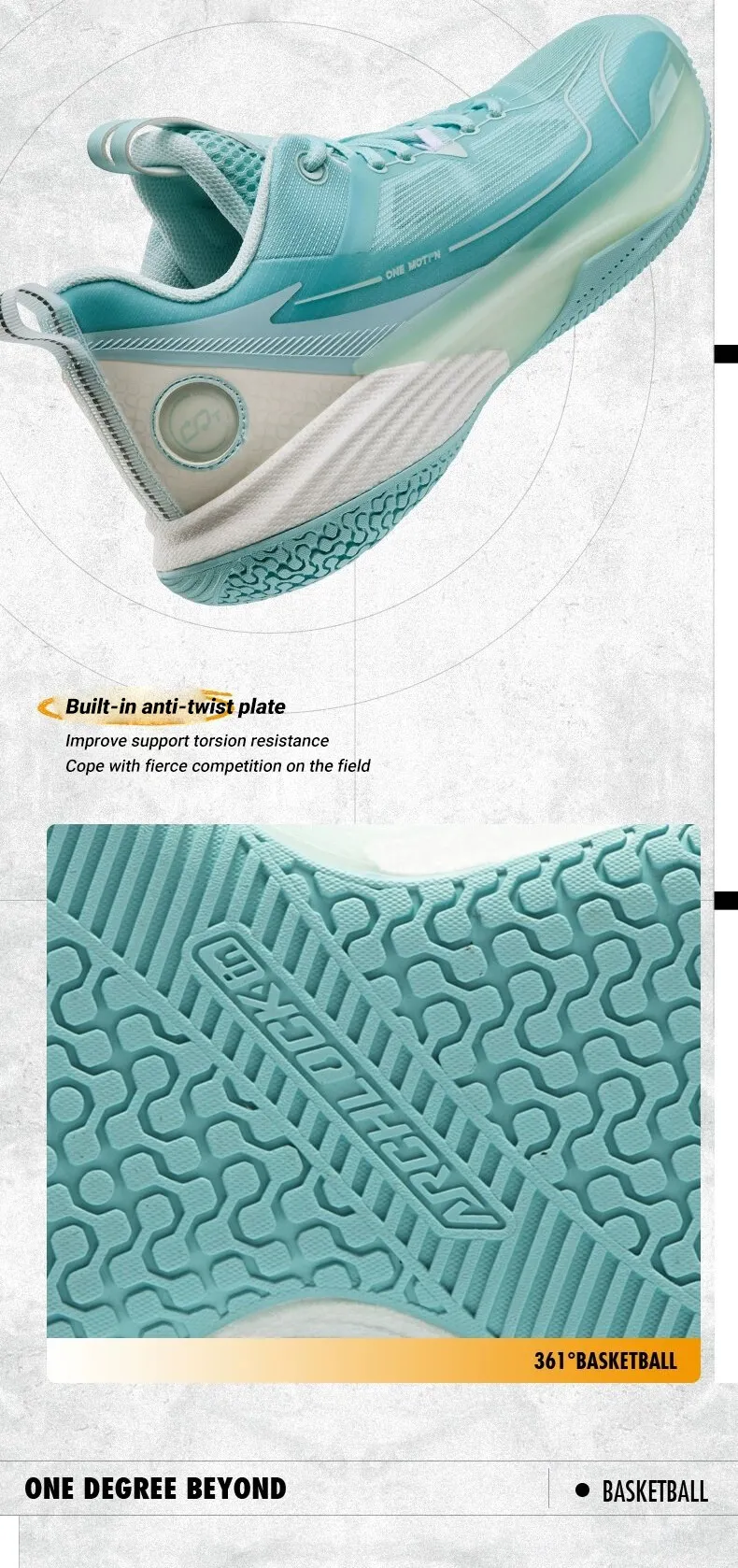 Description Picture 6 of item361 Degrees NEW ONE MOTION Men‘s Basketball Shoes Carbon Critical Cushioning Wear-Resistant Rraining Male Sneakers 672411125