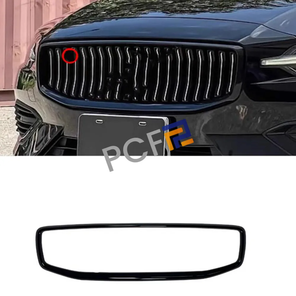 フロントグリル装飾フレーム,光沢のある黒,ボルボv60 2019-2024 2022用