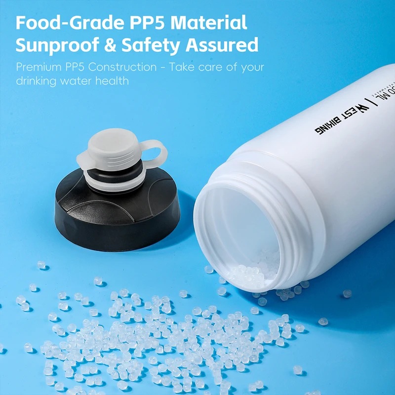 WEST BIKING Bicycle Water Bottle With Dust Cover 550ml&720ml PP5 Outdoor Sports Fitness Running Hiking Cycling Squeeze Bottle