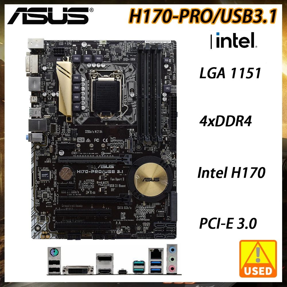 ASUS H170-PRO/USB3.1 Motherboard 1151 Motherboard LGA 1151 HDMI DP Support  Intel Core i5-6400 i7-6700 CPUS DDR4 6GB SATA3 ATX