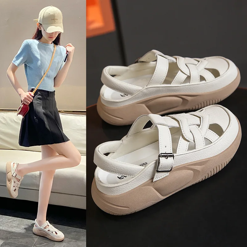 Women Sandals New Summer Sandals With Thick Soles And Retro Street Shooting
