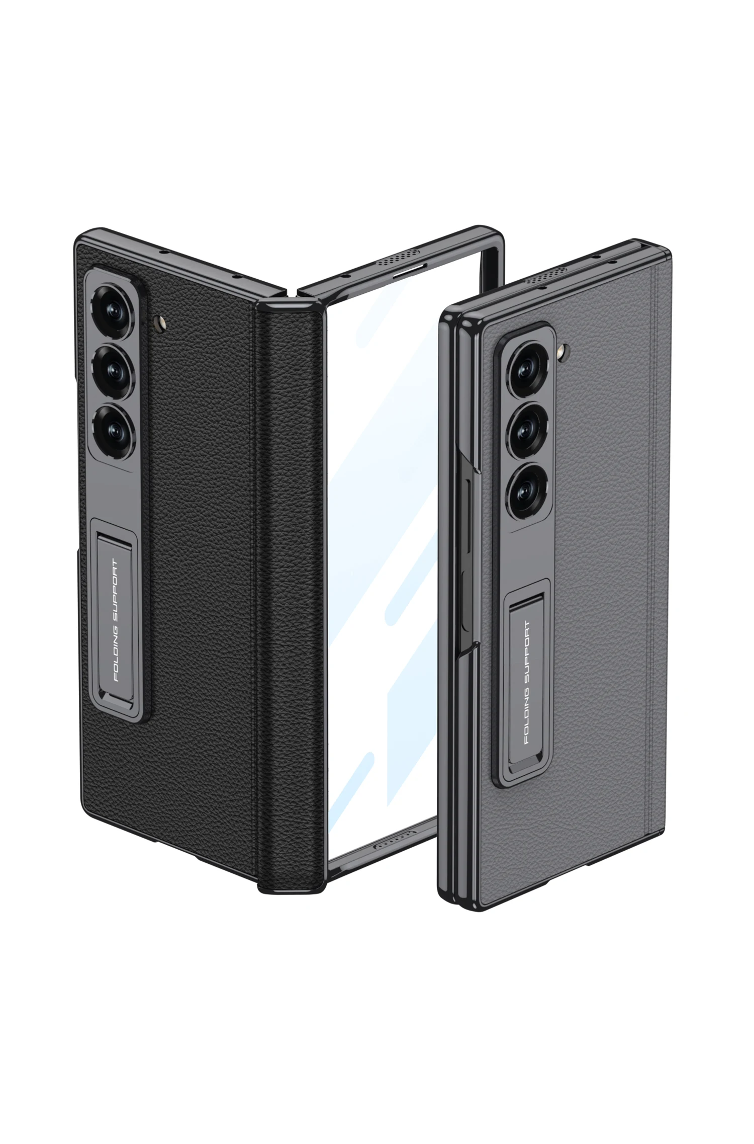 Luxury Plating Hinge Leather Case For Samsung Galaxy Z Fold 6 Magnetic Hinge Bra