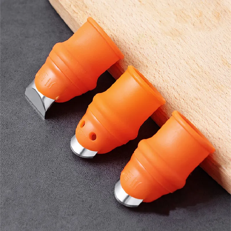 6PCS/set Silicone Finger Protector With Blade For Fruits Vegetable Thumb Knife Finger Guard Kitchen Gadgets Kitchen Acces