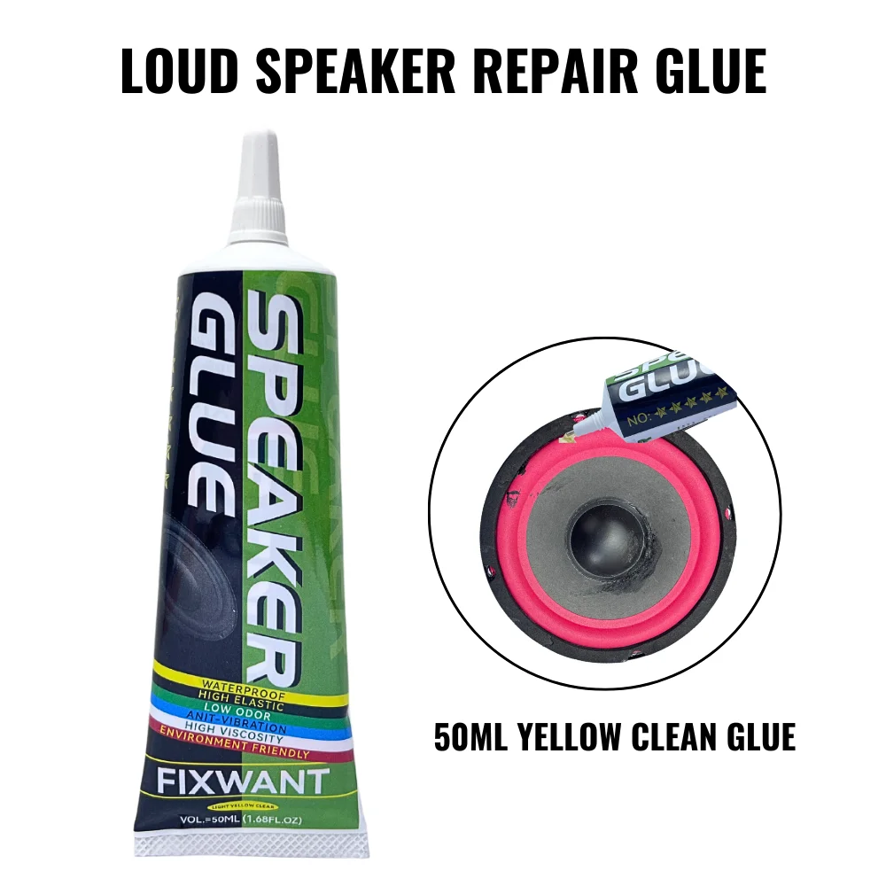 FIXWANT Loud Speaker Repair Glue Foam Side Dust Cap Rubber Edge Cone Basin Strong Adhesive 15/25/50ML Black / Yellow 3