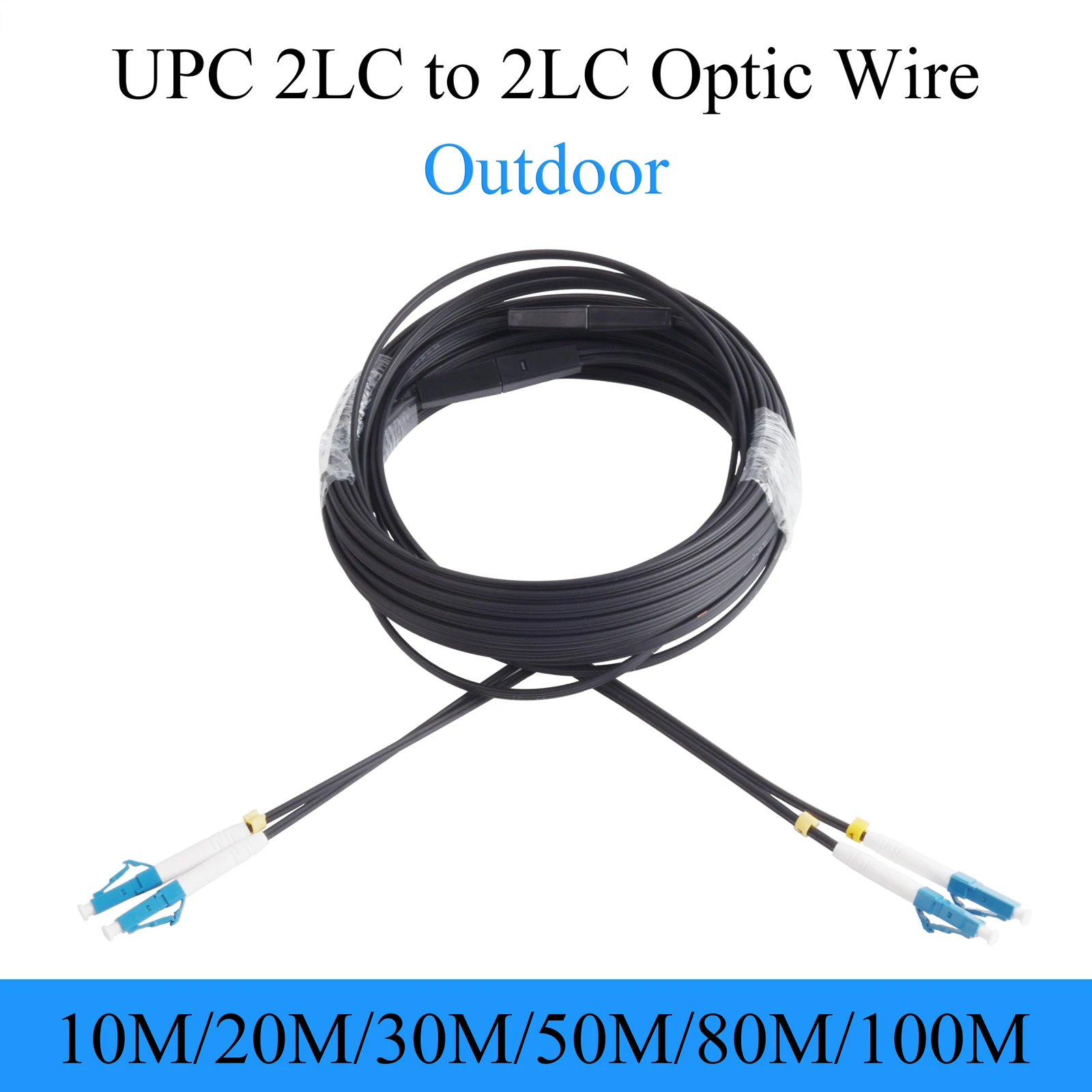 UPC 2 LC to 2 LC Fiber Optic Wire Single-mode 2-core Outdoor Extension Optical Cable Convert Patch Cord 10M/20M/30M/50M/80M/100M