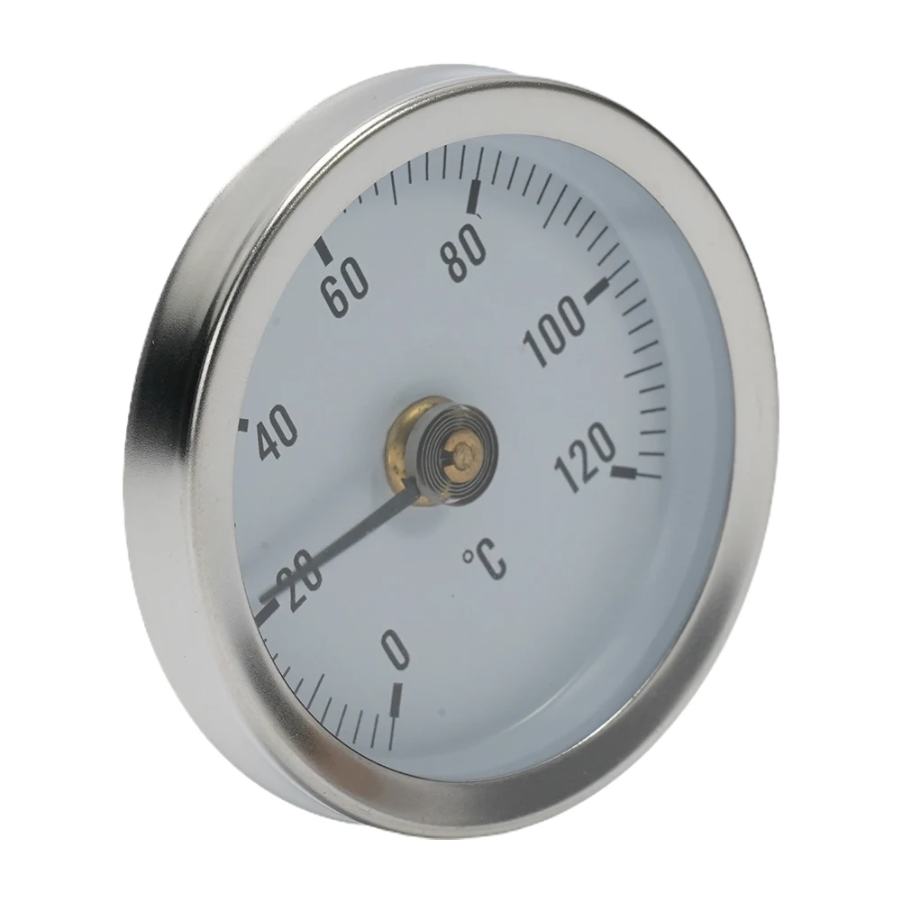 

Durable Pipe Thermometers Bimetal 63mm Clamp-on Heating Pipe Industrial Pipeline Measuring Spring Stainless Steel