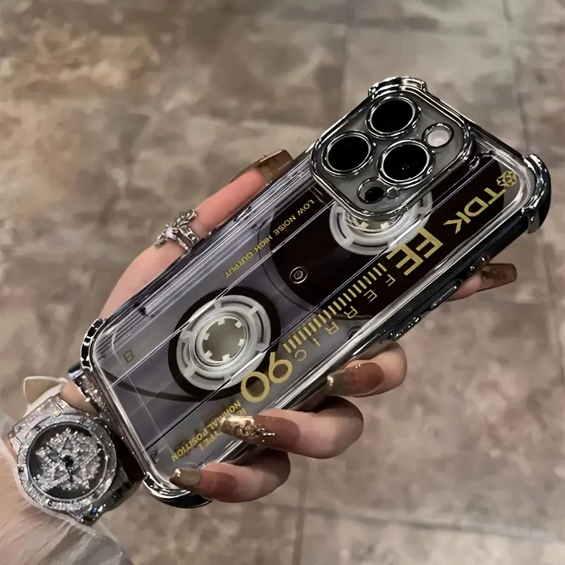 Vintage Cassette Design Plated Phone Case