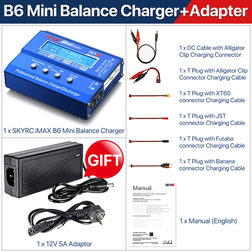 SKYrc-imax b6充電器,b6 v2 b6 mini b6AC V2,バッテリーバランス