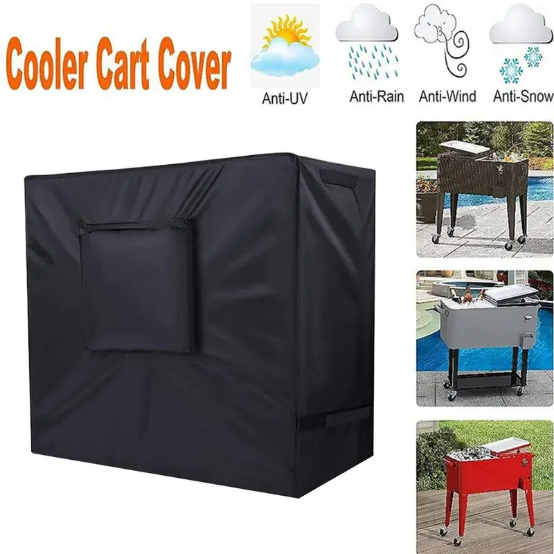 Outdoor Cart Cover Ice Chest Rolling Cooler Waterproof Cover Heavy Duty Sturdy Outdoor Bar Cart Sunlight Rain Protection For