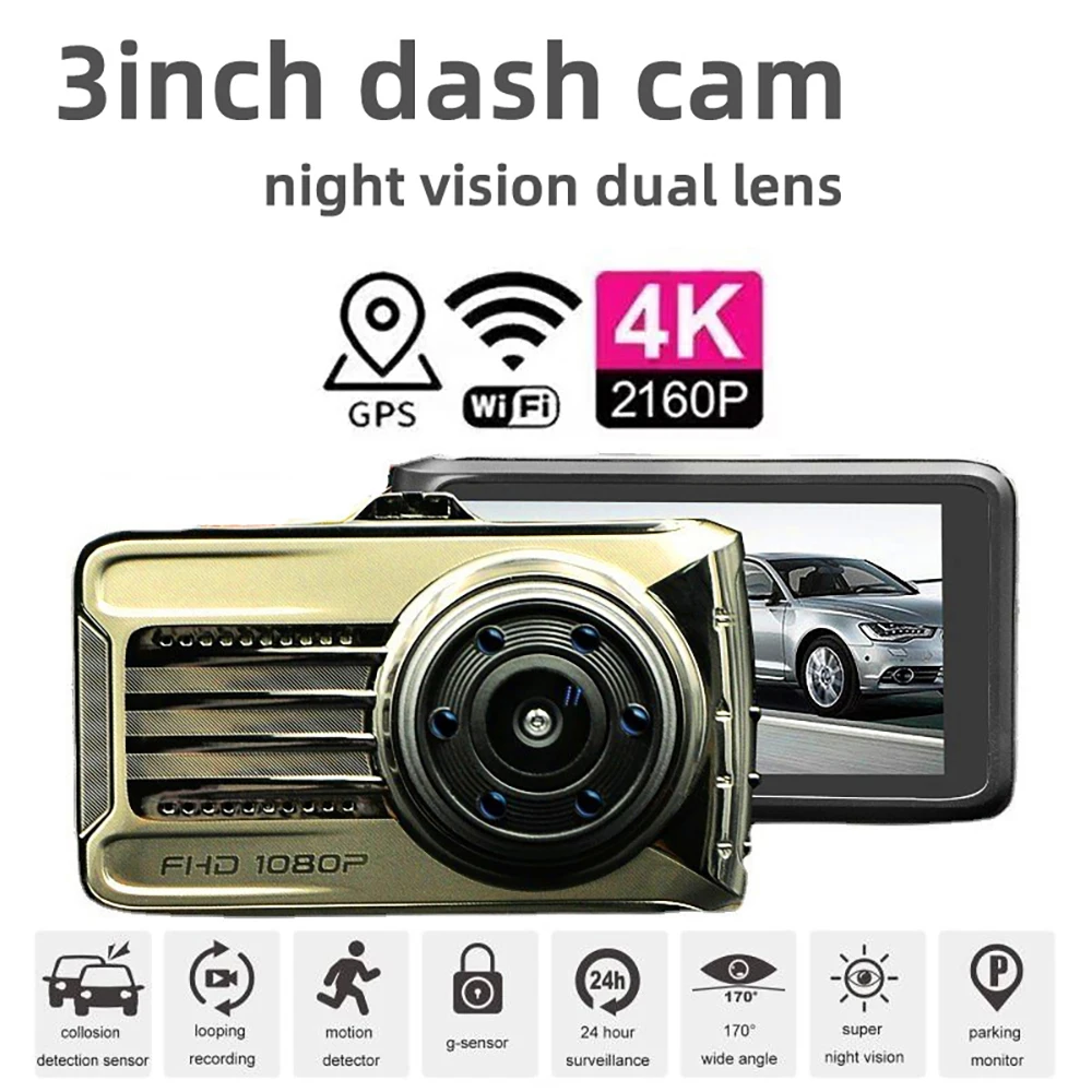 

Car DVR WiFi GPS Dash Cam 4K Vehicle Camera 2160P Drive Video Recorder Car Accessories Night Vision Auto Black Box Registrator