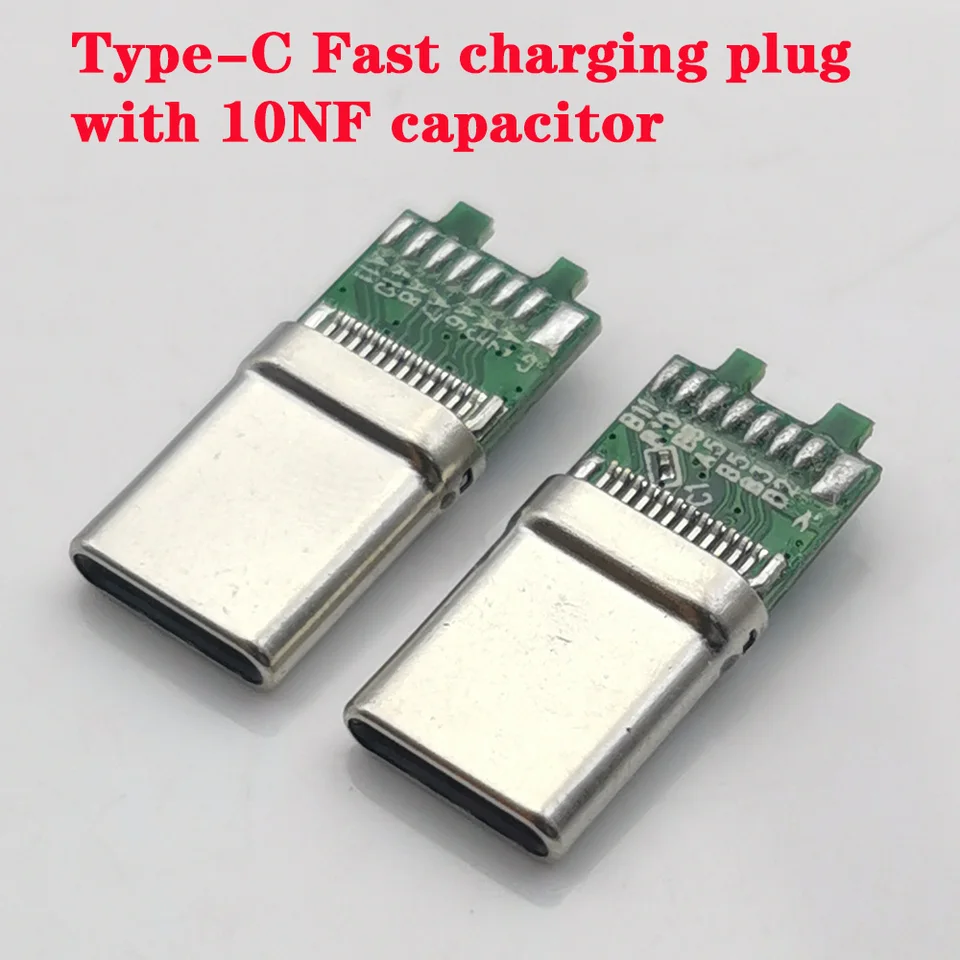 RUNCCI-YUN 6Pcs Connettore femmina USB Type-C,22AWG 5V 3A femmina USB Cavo nudo a 2 pin,connettore usb a saldare,Cavo di prolunga USB Type-C,cavo Pigtail USBper Riparazione sostitutiva fai-da-te