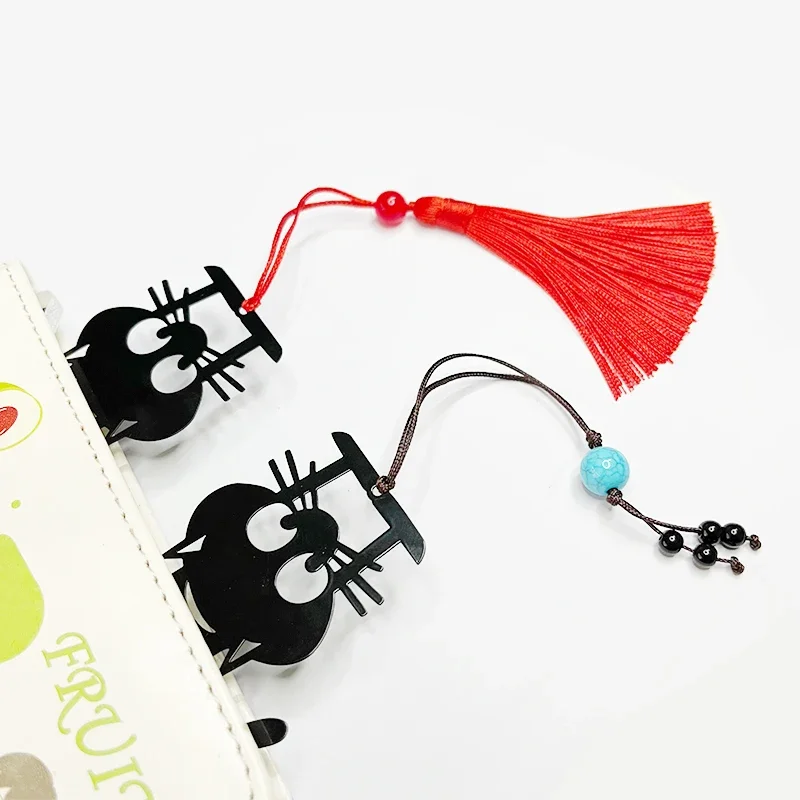 Kawaii Black Cat Bookmarks for Books 3D Metal Stereo Animal Book Mark 1Pc