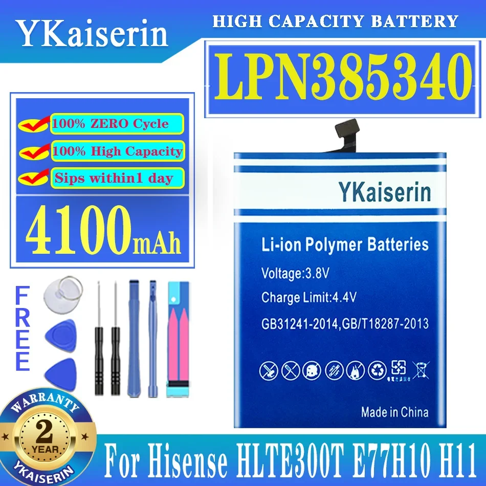 

YKaiserin 4100mAh Replacement Battery LPN385340 LPN 385340 For Hisense E77 E77M H10 H11 HLTEM800 HLTE300T Mobile Phone Batteries