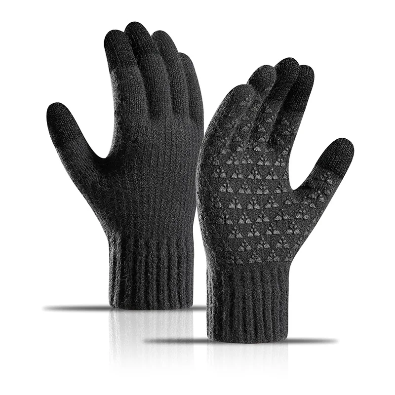 

Winter Knitted Gloves Warm Full Finger Men Women Touch Screen Anti-Slip Glove Fleece Lined for Cycling Motorcycle Driving Gloves