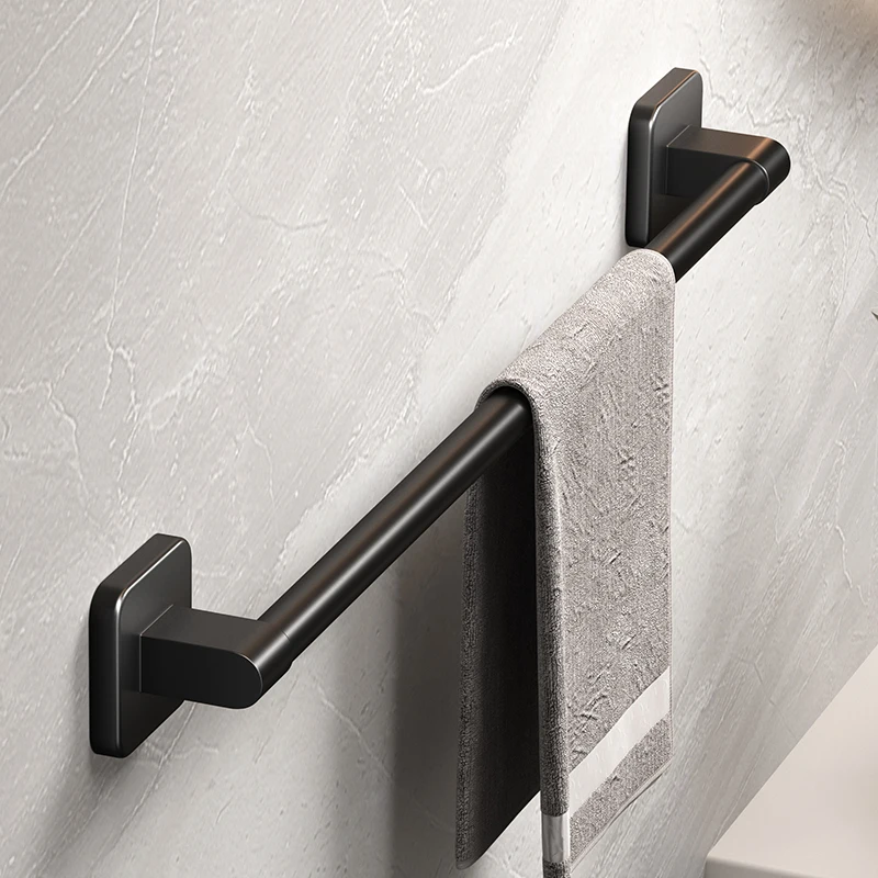 Wall Mounted Towel Rack Bathroom Storage Rack No Drilling Horizontal Bar Kitchen Accessories