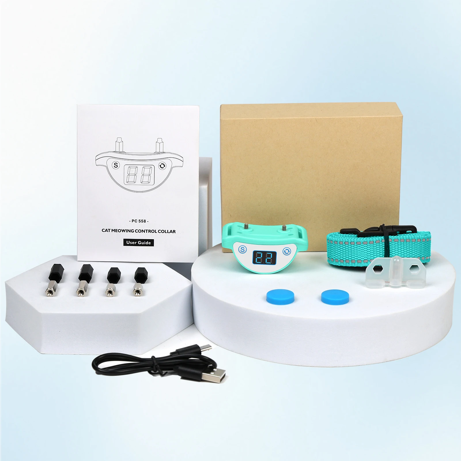 Cat Shock Collar, Waterproof Cat Training Collar, Tiniest Shock Collar for Cats with Beep Vibration to Auto Stop Meow